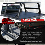 T-slot rails for off-road vehicles with a truck bed in the background