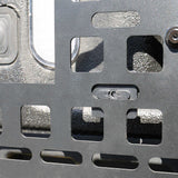 Close-up of a metallic grid with square holes