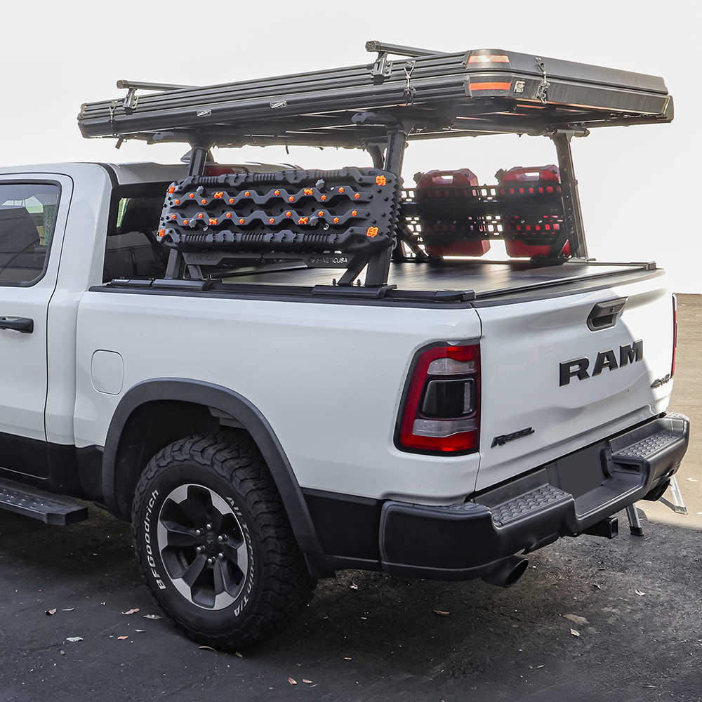 Tonneau cover, and roof cargo system for off-road gear storage