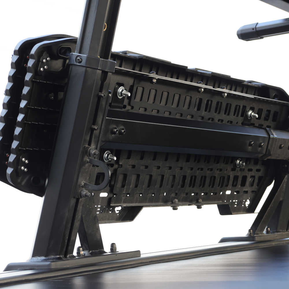 Black LED light bar with mounting brackets for truck accessories