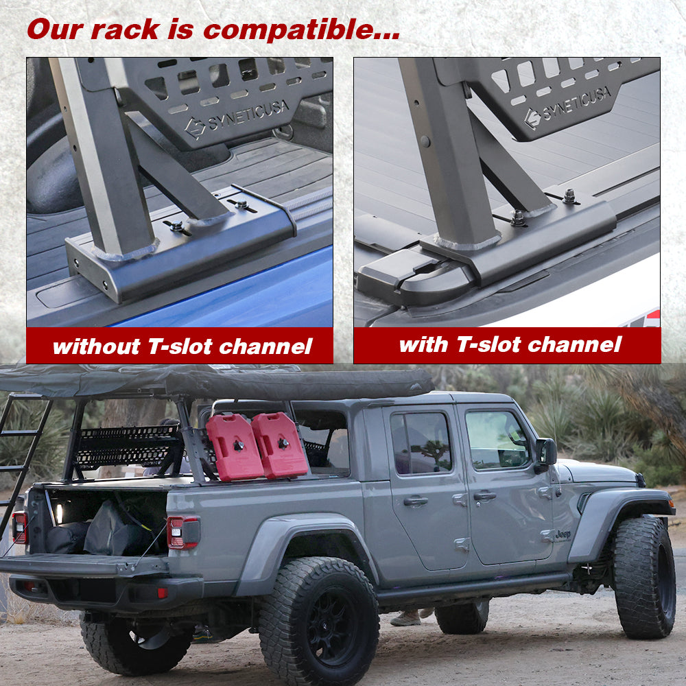 Bolt-On Universal Aluminum Fully Adjustable Truck Bed Ladder Rack