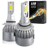 Two LED headlight bulbs with a box labeled 'LED Headlight System' on a white background.