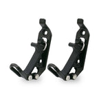Two black metal mounting brackets with silver screws, shown side by side on a plain white background.