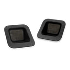 License plate lights with smoke lens for RAM. Two black square rubber grommets with square-shaped cutouts, displayed on a clean white background.