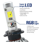 COB RGB LED light bulb with features highlighted on a white background