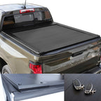 Chevrolet Colorado truck with a black tonneau cover and remote controls on a white background