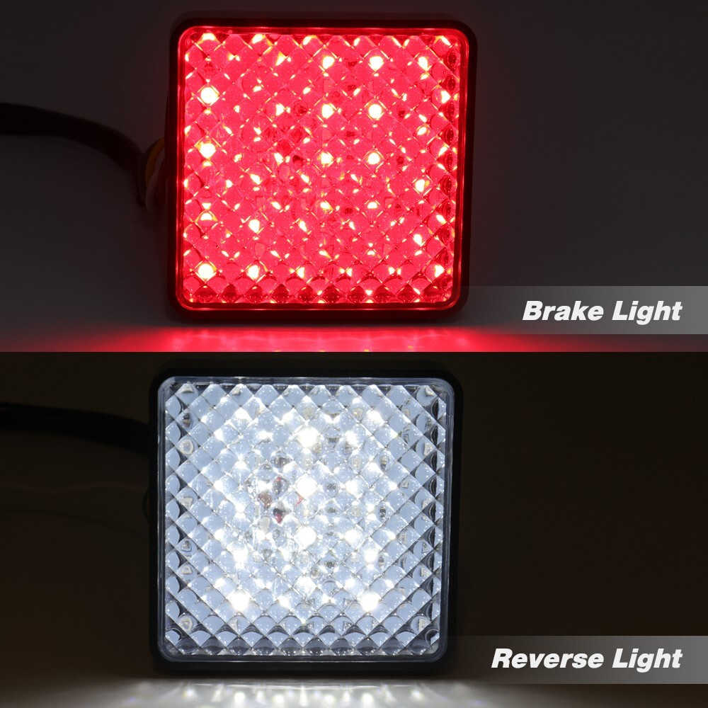 2" Red/White LED Tow Hitch Cover Light for Truck/SUV- Running, Brake, Reverse