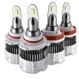 Four Z7 series headlight bulbs with metallic and black design on a white background