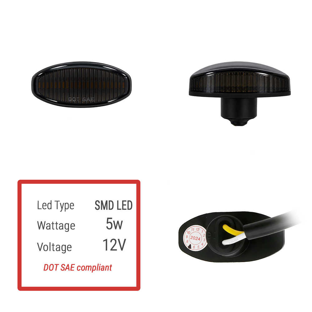 Ford F-150 Raptor Side Marker White LED Turn Signal Lights Smoked Lens