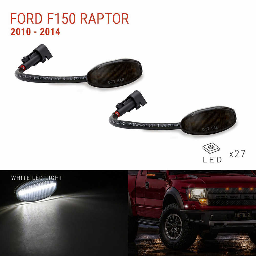 Ford F-150 Raptor Side Marker White LED Turn Signal Lights Smoked Lens