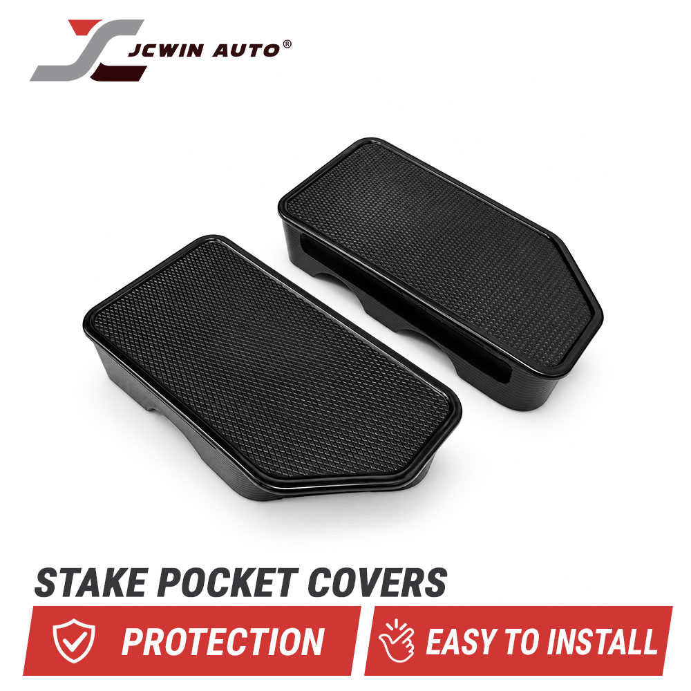 Stake Pocket Covers Caps Truck Bed Rail Protection Black 2 pcs