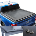 Maverick truck bed with tonneau cover and key fobs on a white background