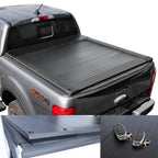 Gray Ranger truck with a tonneau cover and key fobs on a white background