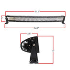 A 31.2 inches black LED off-road light bar shown with red dimension lines and measurements.