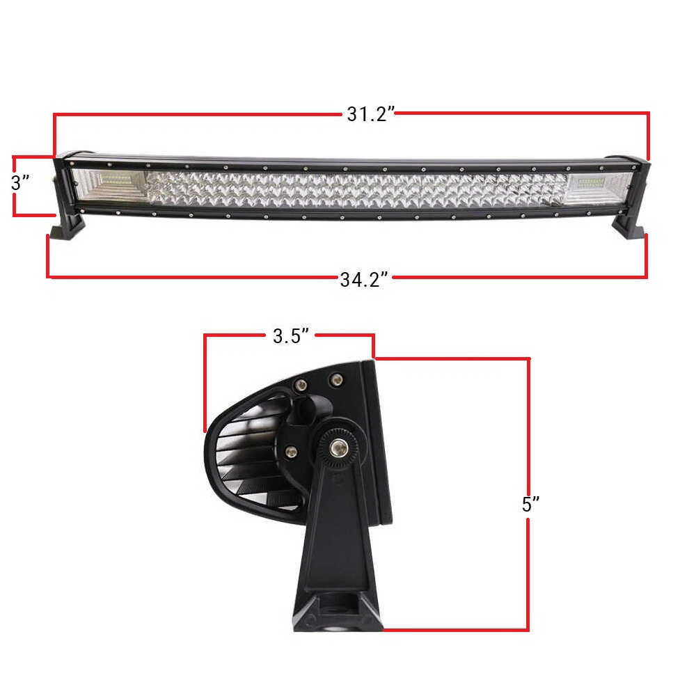 A 31.2 inches black LED off-road light bar shown with red dimension lines and measurements.