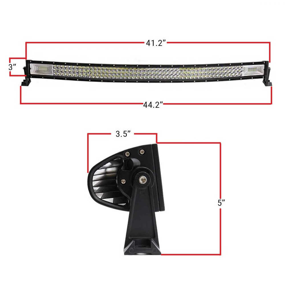 A 41.2 inches black LED off-road light bar shown with red dimension lines and measurements.