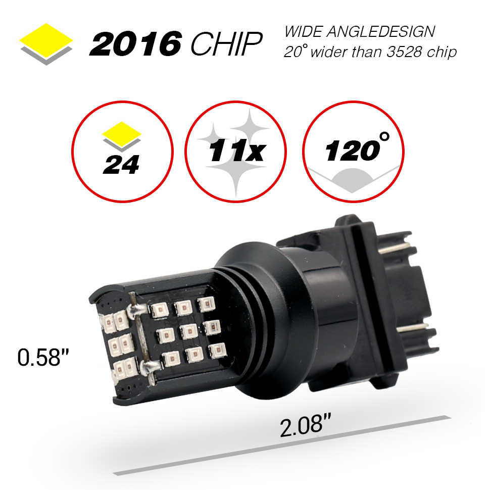 Single Color LED Light Bulbs - White / Red / Yellow - 24 SMDs - 3157 / 7443 / 1157