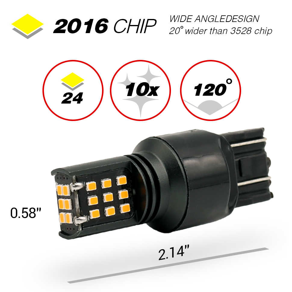 Single Color LED Light Bulbs - White / Red / Yellow - 24 SMDs - 3157 / 7443 / 1157