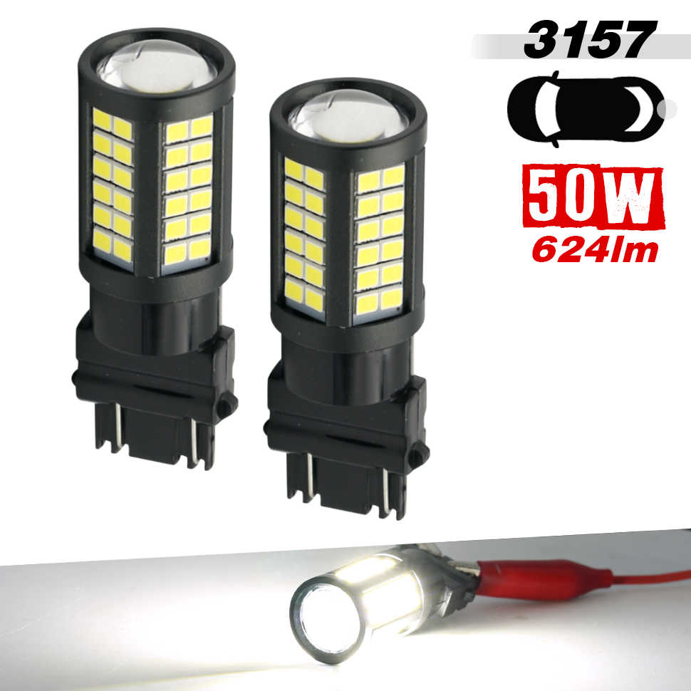 Single Color LED Light Bulbs - White / Red / Yellow - 64 SMDs - 3157 / 7443 / 1157
