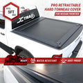 Pro Retractable Hard Tonno Cover for Nissan Frontier with branding and features highlighted.