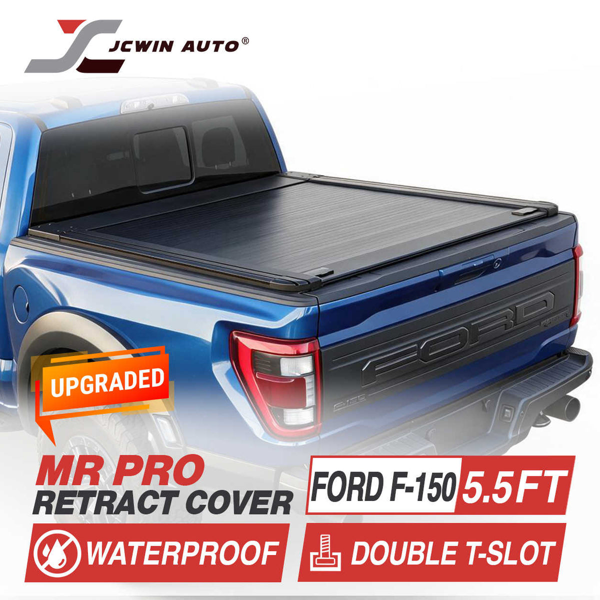 Ford F-150 MR PRO Retractable Tonneau Cover w/Double T-Slot Upgraded