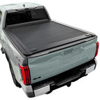 grey Tundra standard bed installed mb retractable tonneau cover with white background
