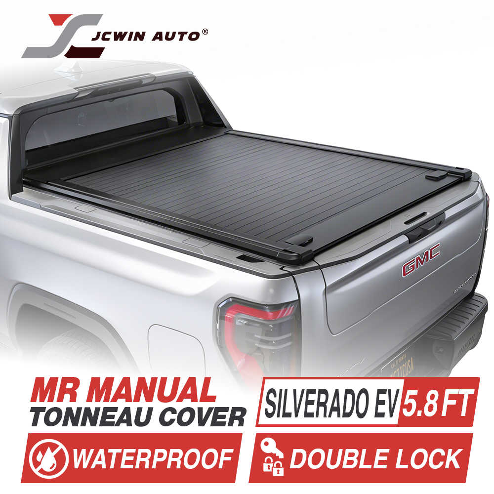 GMC truck with a tonneau cover, JCWin Auto branding visible