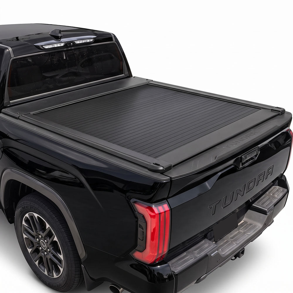 Toyota Tundra pickup truck with a black retractable tonneau cover