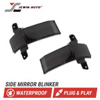 Two car side mirror blinkers with JCWin Auto branding on a white background.