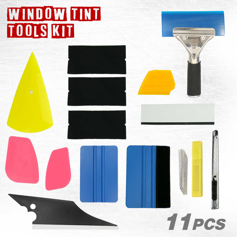 11-piece window tint tools kit with squeegees, scrapers, and applicators for car auto tinting