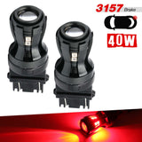 Two brake light bulbs with specifications on a white background