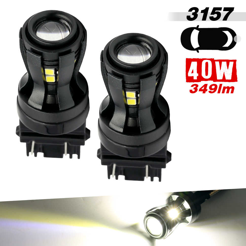 Two car LED bulbs with specifications on a white background
