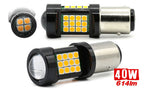 Two 40W 614m LED car light bulbs shown on a white background, with one bulb viewed from the front and the other from the side, plus a red text overlay reading '40W 614m'.