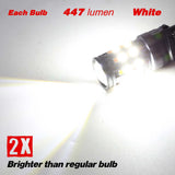 LED bulb with 447 lumen output and bright light, on a white background.