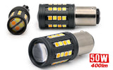 Three LED car bulbs with '50W 400lm' label on a white background