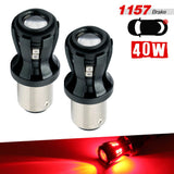 Two 1157 brake light bulbs with specifications on a white background