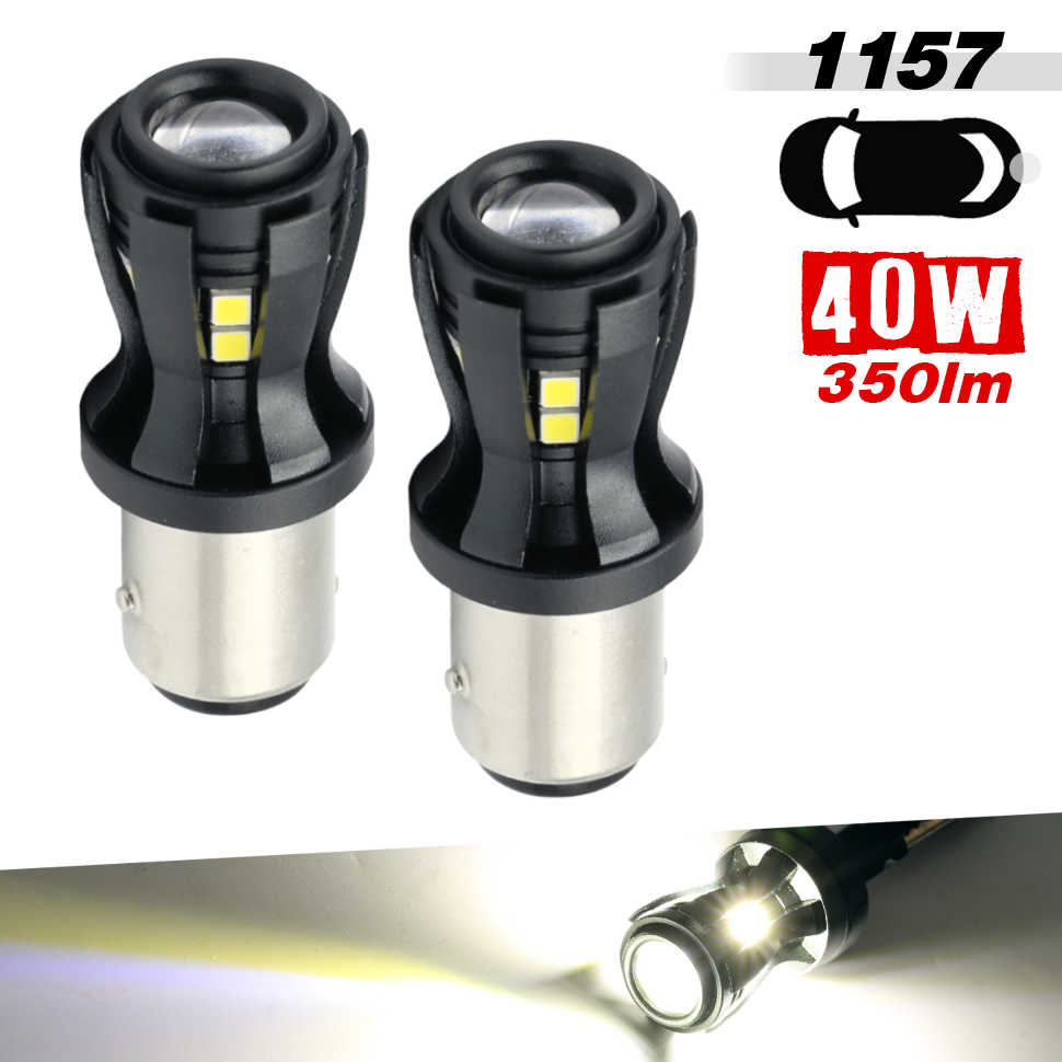 Two car light bulbs with specifications on a white background