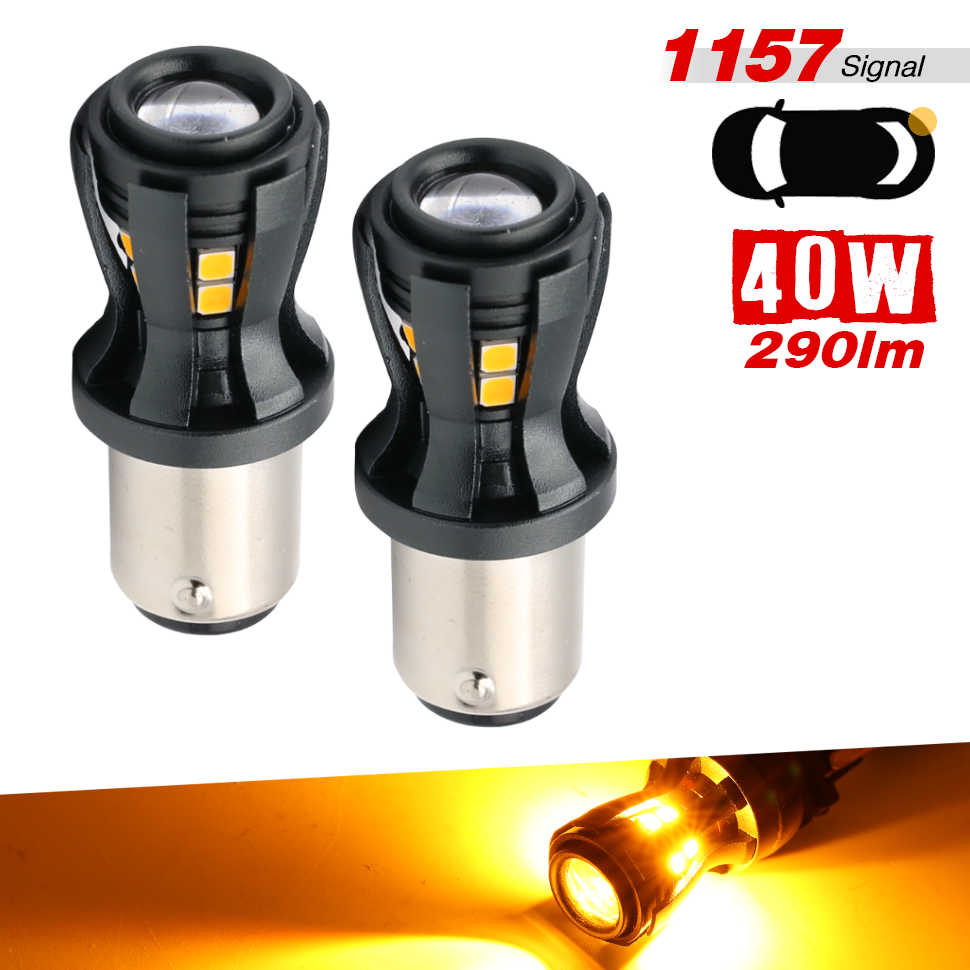 Two car signal lights with specifications on a white background
