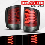 AlphaRex 2014-2018 Chevy Silverado 1500 LED Red Smoke Tail Lights Brake Lamp Assembly