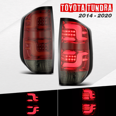 AlphaRex 2014-2020 Toyota Tundra Tail Lights LED Red Smoke Brake Lamp Assembly