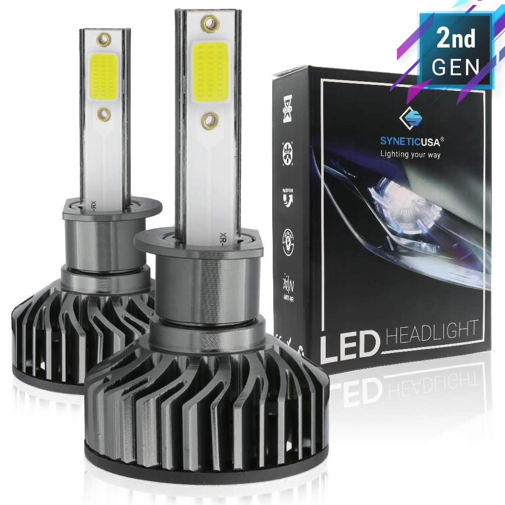 Syneticusa H1 High/Low Beams LED Headlight Bulbs, 25W 6000K COB – JCwin Auto