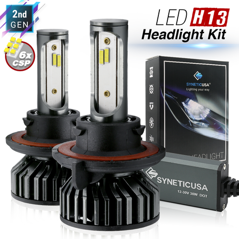 Syneticusa H13/9008 Headlight Lights LED Headlight Bulbs, 27W 6000K CSP