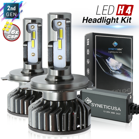 Syneticusa H4 Headlight Lights LED Headlight Bulbs, 27W 6000K CSP
