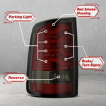 AlphaRex 2009-2018 Ram 1500 LED Red Smoke Tail Lights Brake Lamp Housing Assembly
