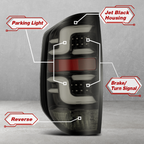 AlphaRex 2014-2021 Toyota Tundra Tail Lights LED Jet Black Smoke Brake Lamp Assembly
