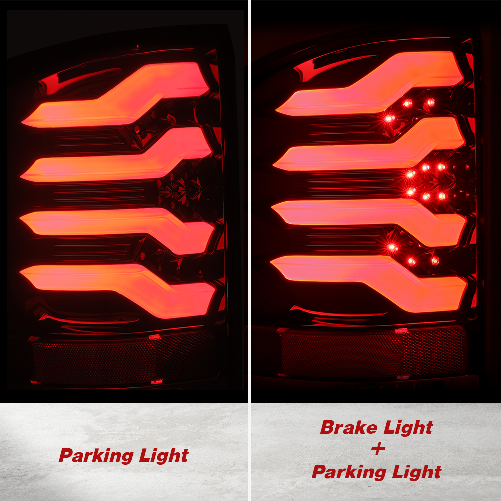AlphaRex 2014-2018 GMC Sierra 1500 LED Red Smoke Tail Lights Brake Lamp Housing Assembly