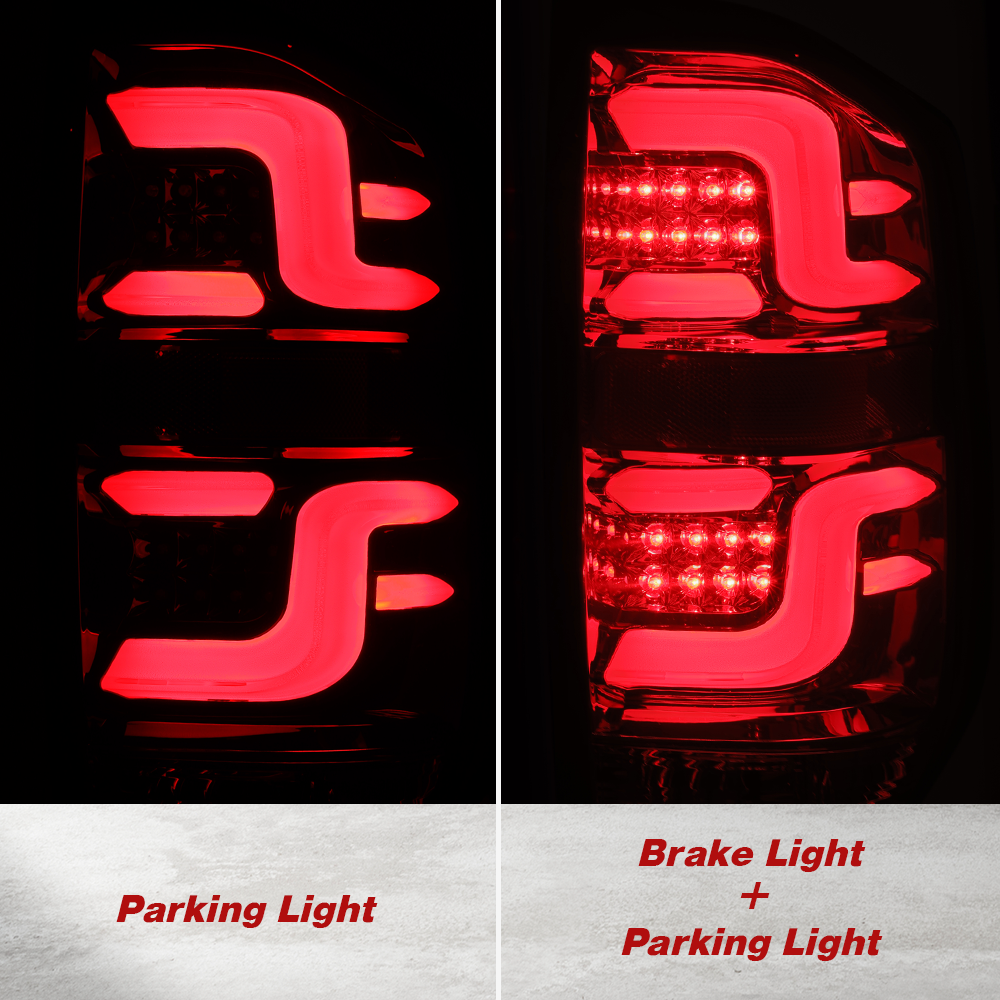 AlphaRex 2014-2021 Toyota Tundra Tail Lights LED Jet Black Smoke Brake Lamp Assembly