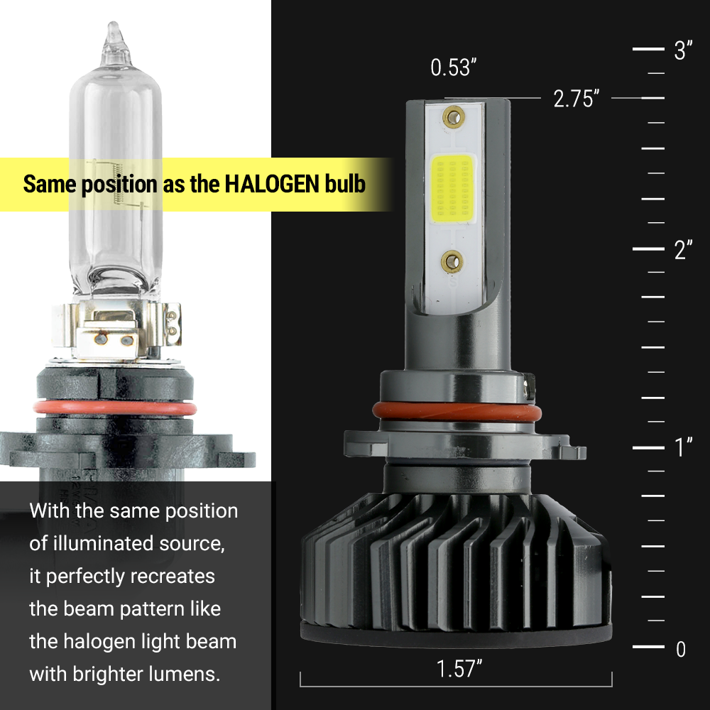 F2 Series LED Headlight Bulbs, 27W 6000K White COB