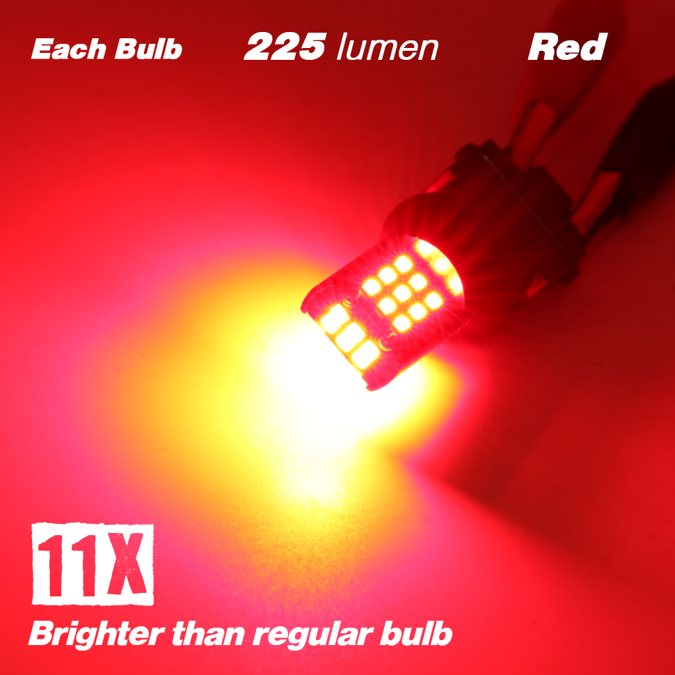 Single Color LED Light Bulbs - Red (Flash) - 24 SMDs - 3157 / 7443 / 1157