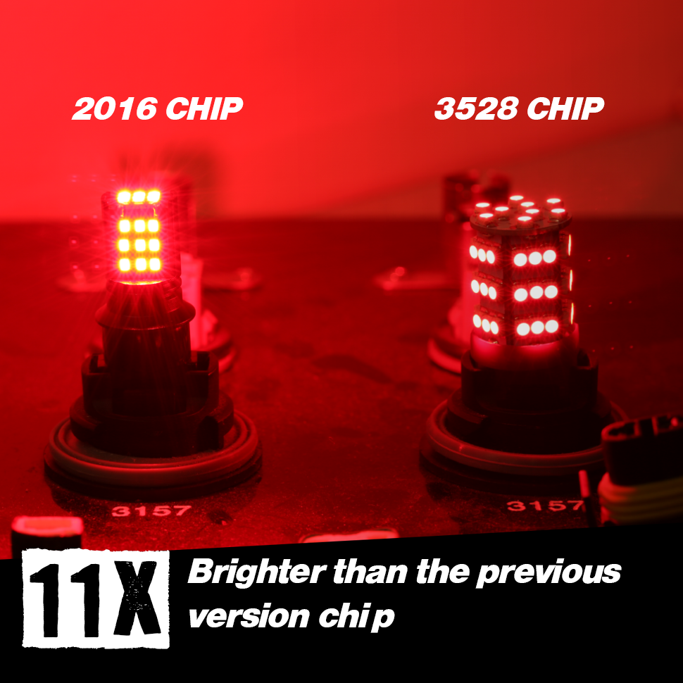 Single Color LED Light Bulbs - Red (Flash) - 24 SMDs - 3157 / 7443 / 1157